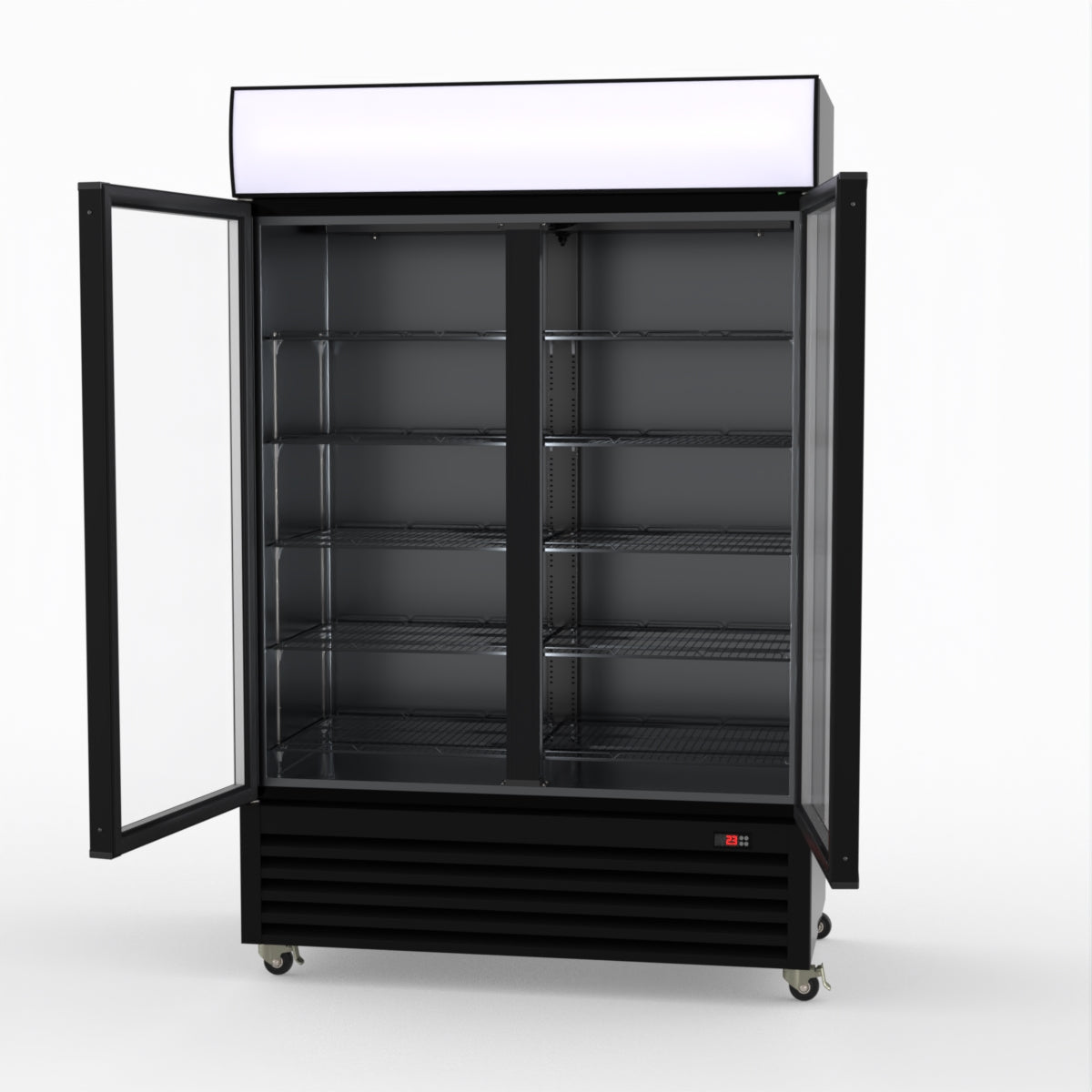 Thermaster Large Two Glass Door Colourbond Upright Drink Fridge - LG-1200BP