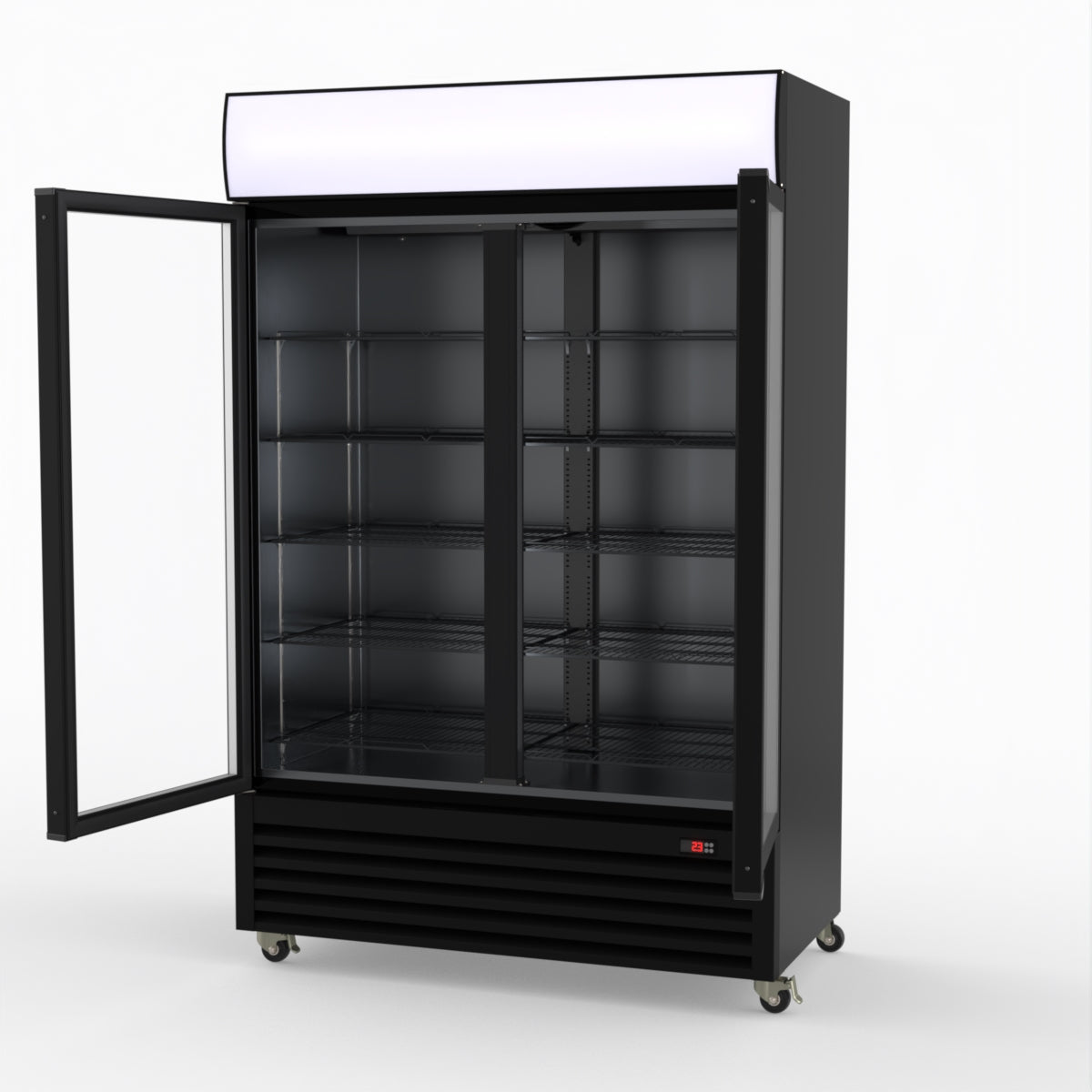 Thermaster Large Two Glass Door Colourbond Upright Drink Fridge - LG-1200BP