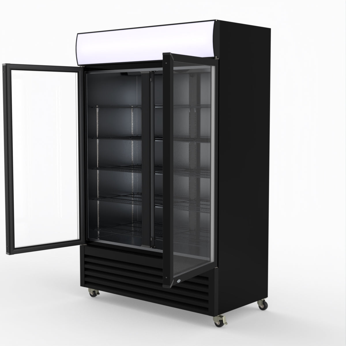 Thermaster Large Two Glass Door Colourbond Upright Drink Fridge - LG-1200BP