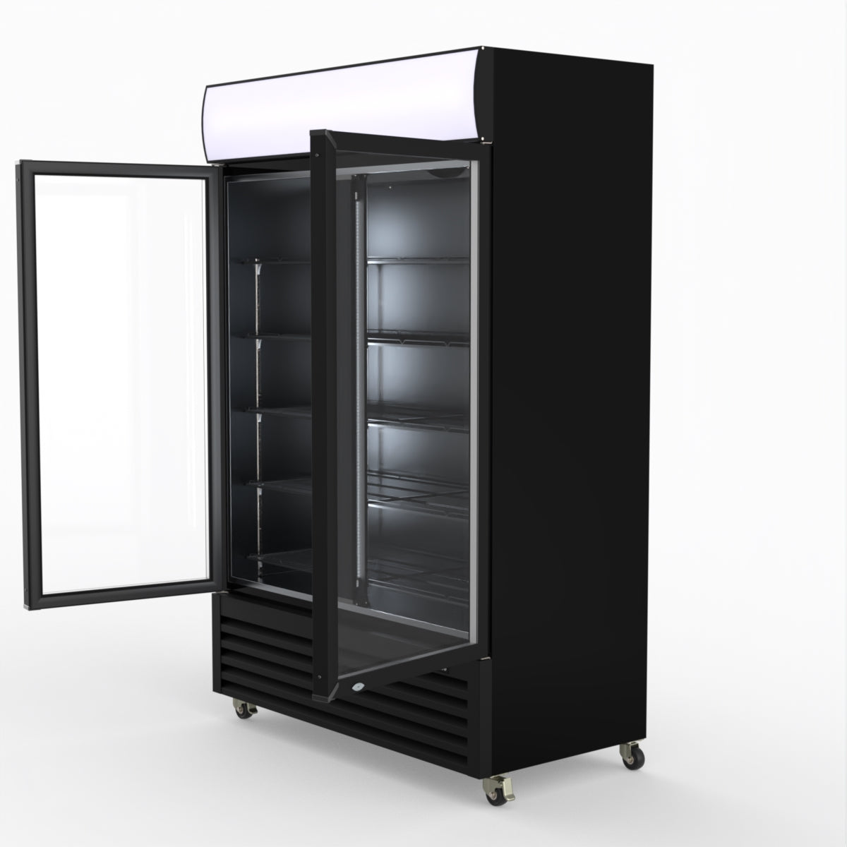 Thermaster Large Two Glass Door Colourbond Upright Drink Fridge - LG-1200BP