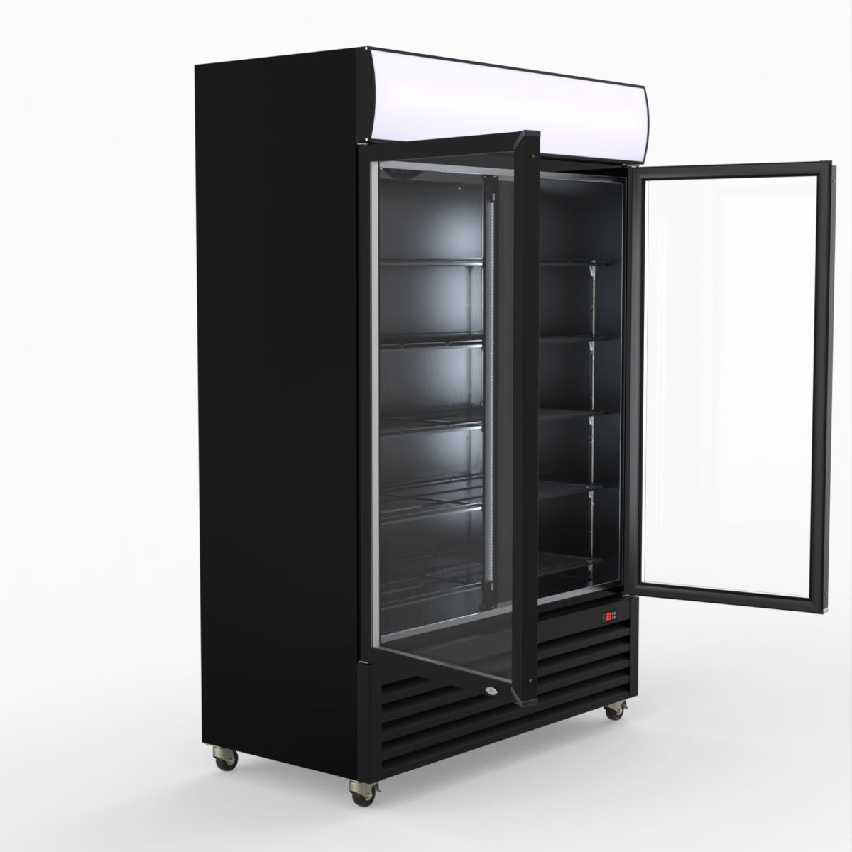 Thermaster Large Two Glass Door Colourbond Upright Drink Fridge - LG-1200BP
