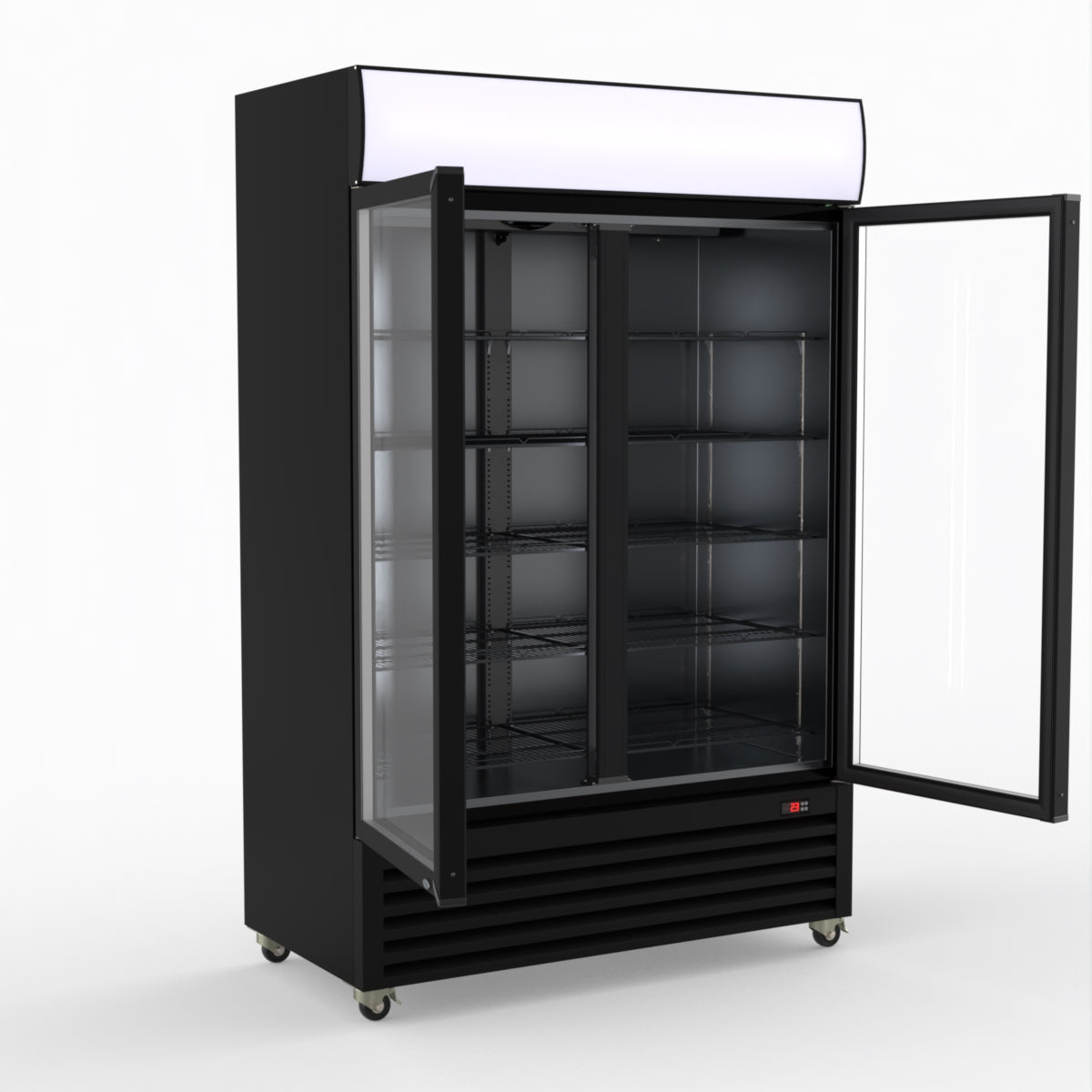 Thermaster Large Two Glass Door Colourbond Upright Drink Fridge - LG-1200BP