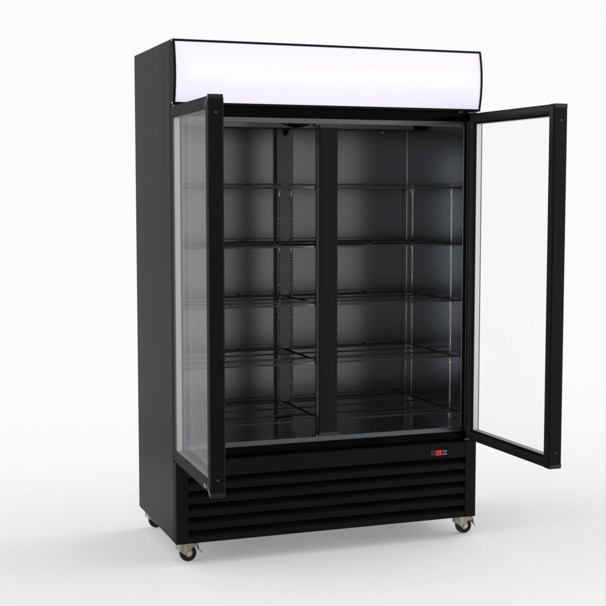 Thermaster Large Two Glass Door Colourbond Upright Drink Fridge - LG-1200BP