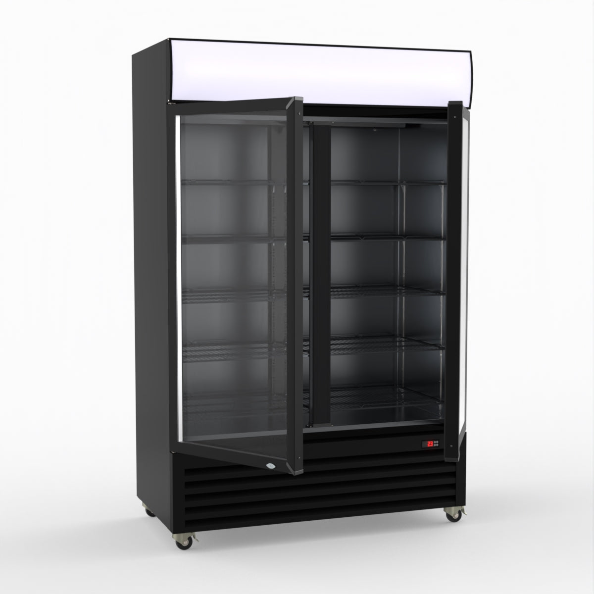 Thermaster Large Two Glass Door Colourbond Upright Drink Fridge - LG-1200BP
