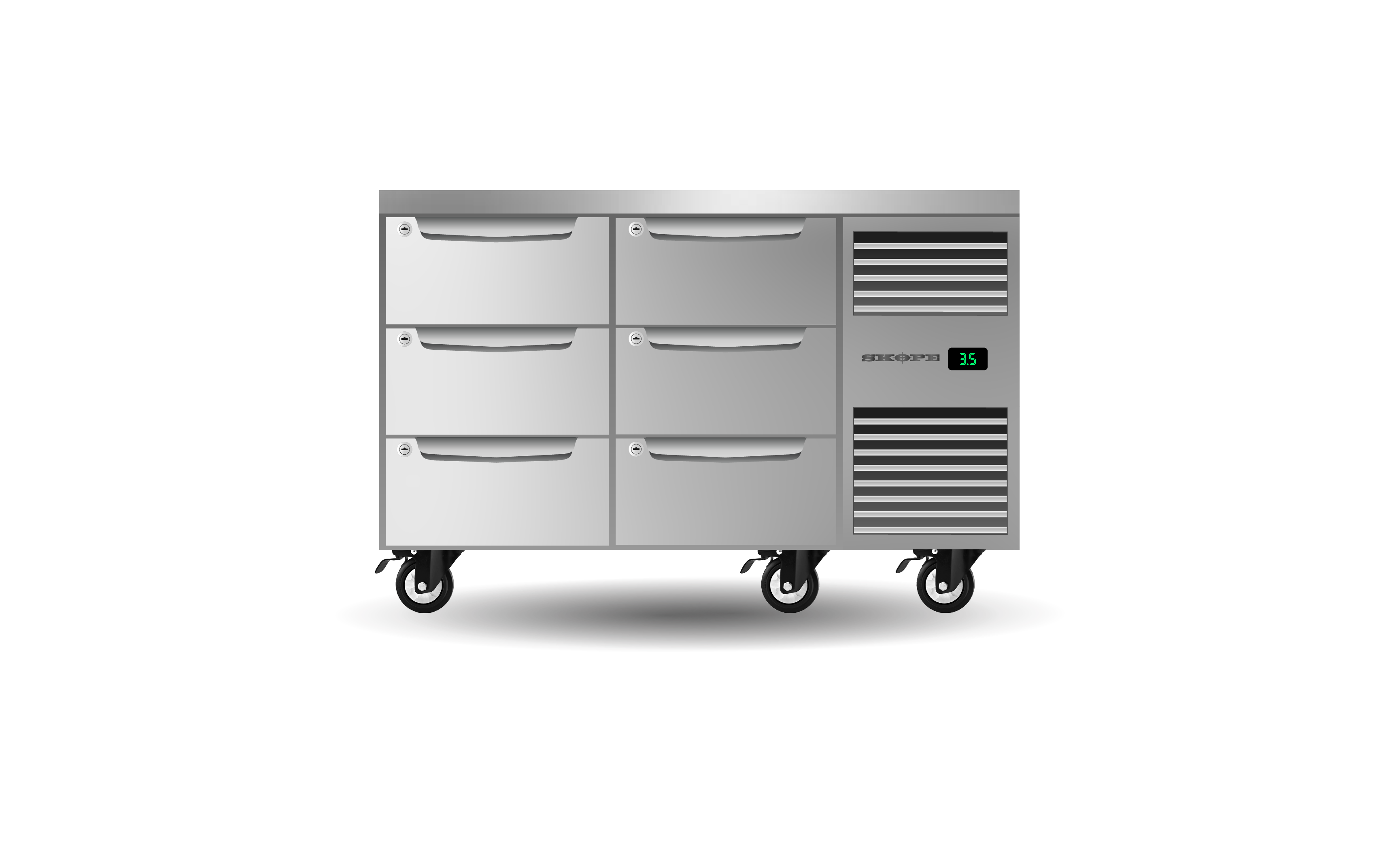 Skope Skope ProSpec Six Drawer Two Bay Underbench GN 1/1 Right Hand Fridge 288L - PG11.UBR.2.D6.RH