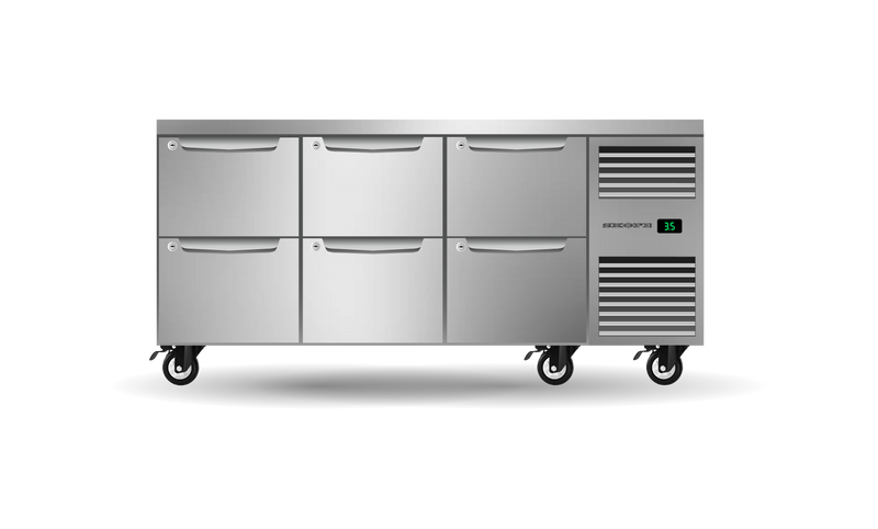 Skope Skope ProSpec Six Drawer Three Bay Underbench GN 1/1 Right Hand Fridge 447L - PG11.UBR.3.D6.RH