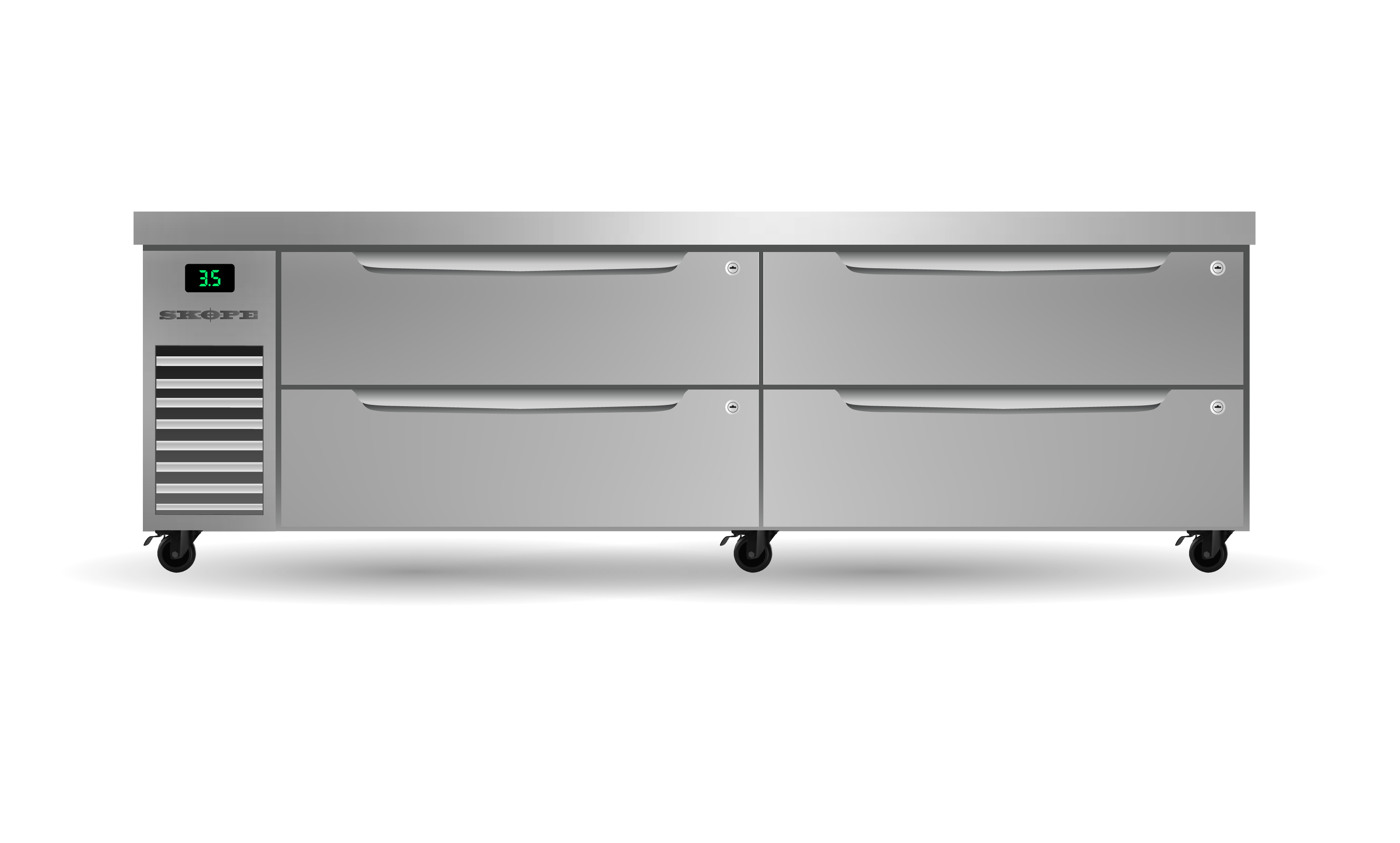 Skope Skope ProSpec Four Drawer Two Bay ChefBase GN 2/1 Fridge 373L - PG21.CBR.2.D4