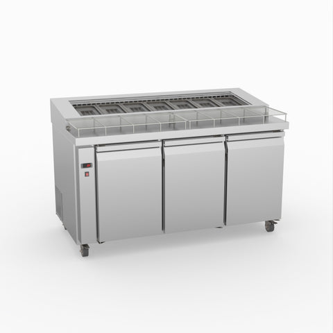 PWB150 Thermaster Three Door Deluxe Pizza Prep Bench PWB150