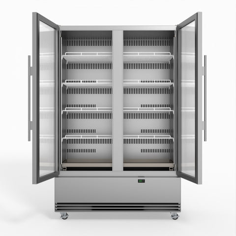 SKB1200N-A-BLACK Skope SKB1200N-A 2 Glass Door Display or Storage Fridge