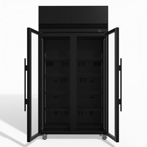 SKFT1000N-A-BLACK Skope SKFT1000N-A 2 Glass Door Upright Display or Storage Freezer