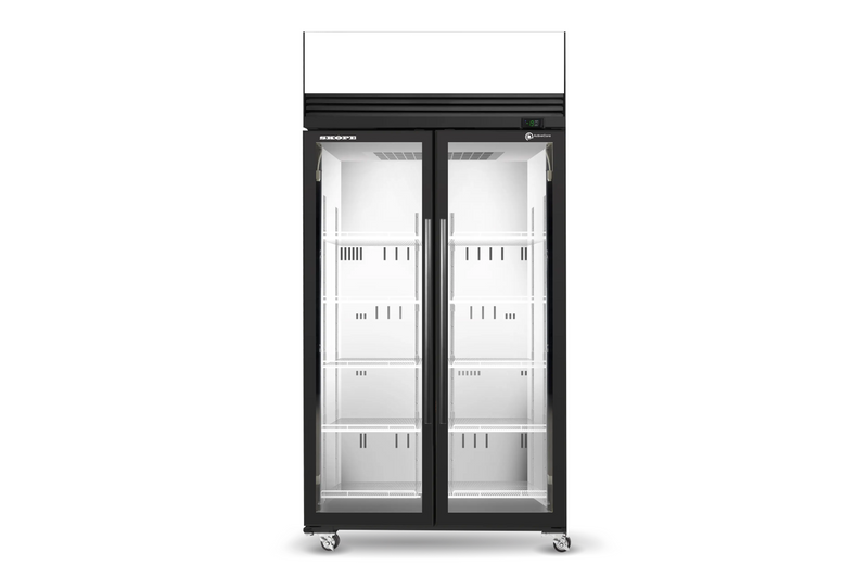 Skope SKFT1000N-AC 2 Glass Door Upright Display or Storage Freezer, Lit Sign - SKFT1000N-AC
