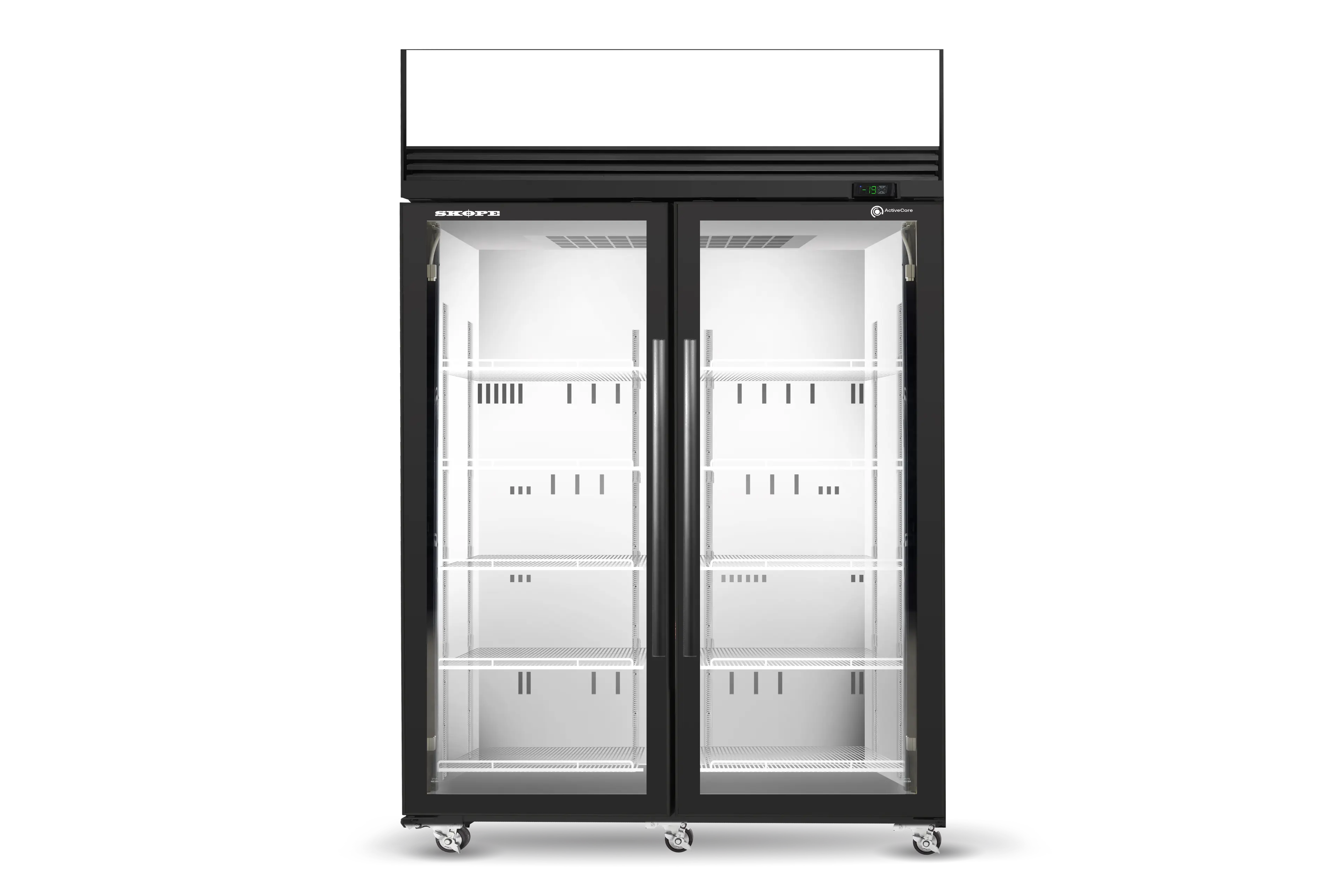 Skope SKFT1300N-AC 2 Glass Door Upright Display or Storage Freezer, Lit Sign - SKFT1300N-AC