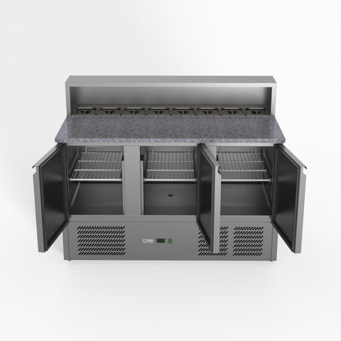 XGNS1300E Thermaster Fed-X Three Door Salad Prep Fridge With Marble Top XGNS1300E