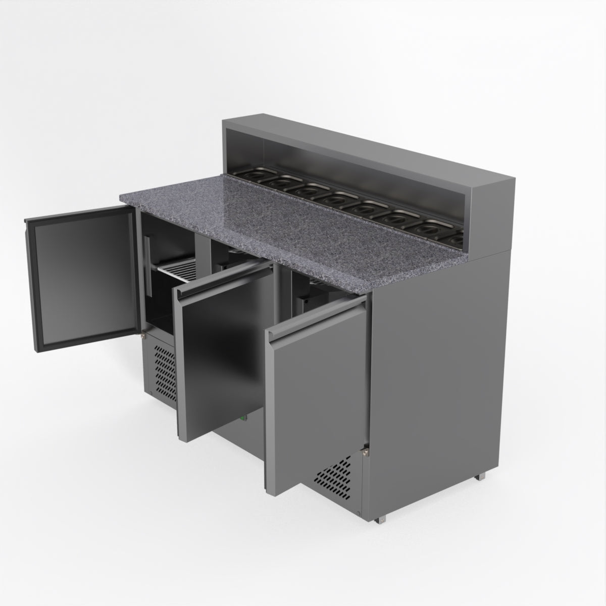 Thermaster Fed-X Three Door Salad Prep Fridge With Marble Top XGNS1300E