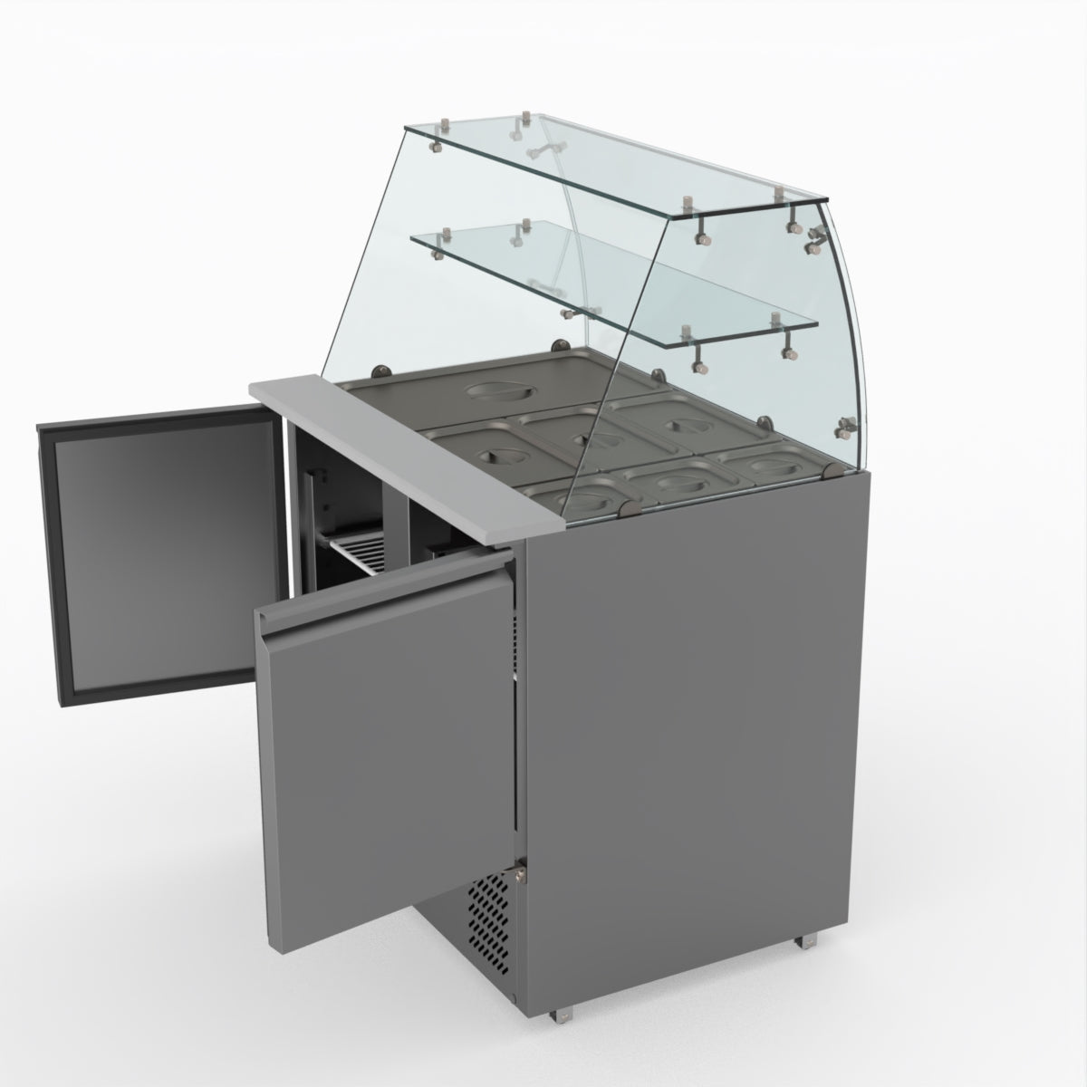 Thermaster Fed-X Two Door Salad Prep Fridge With Square Glass Top XS900GC