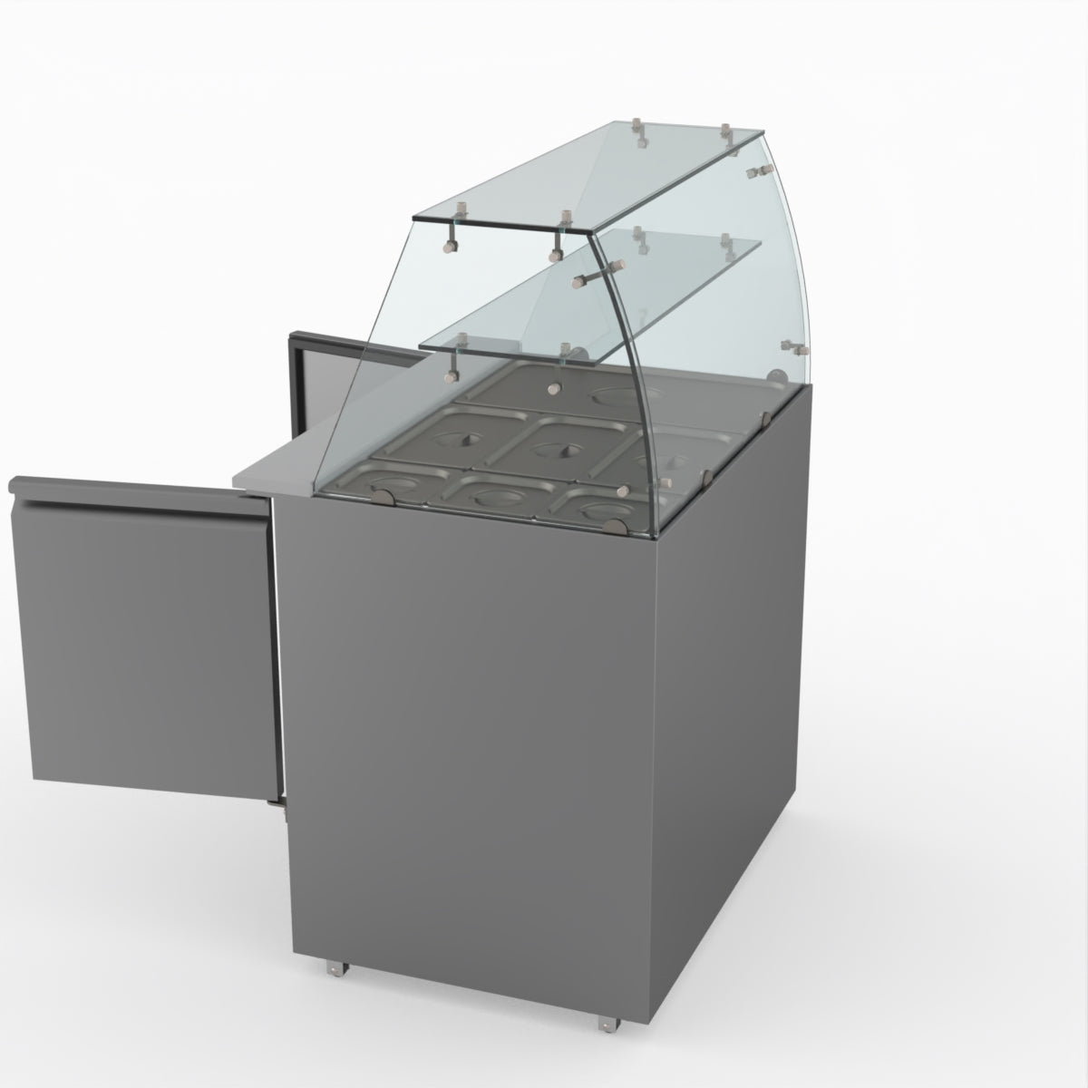 Thermaster Fed-X Two Door Salad Prep Fridge With Square Glass Top XS900GC