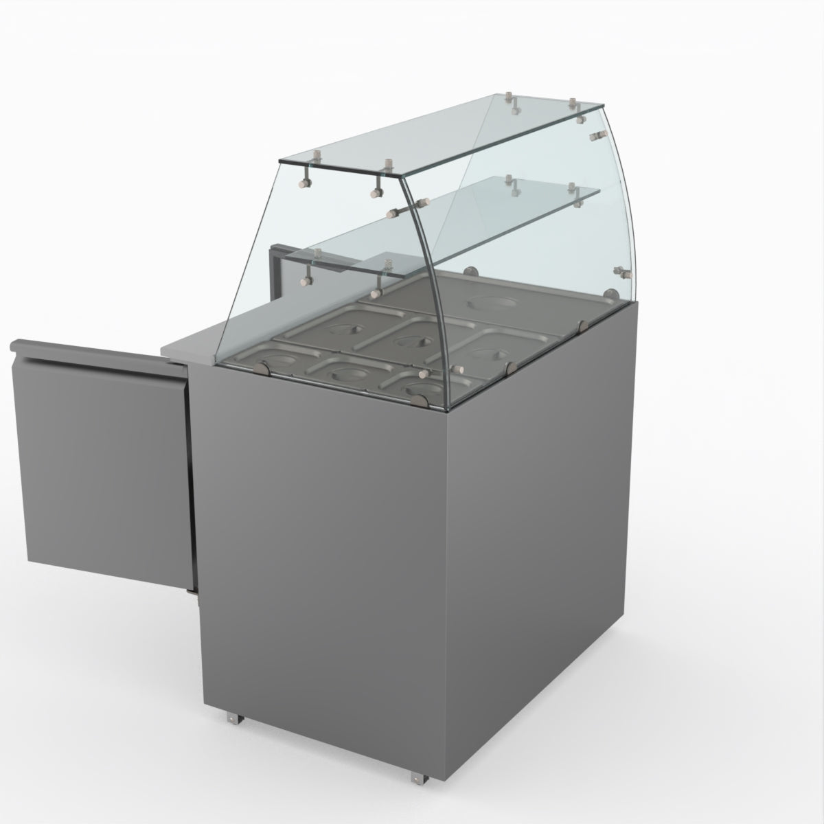 Thermaster Fed-X Two Door Salad Prep Fridge With Square Glass Top XS900GC