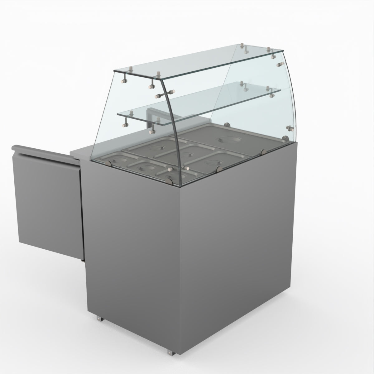 Thermaster Fed-X Two Door Salad Prep Fridge With Square Glass Top XS900GC