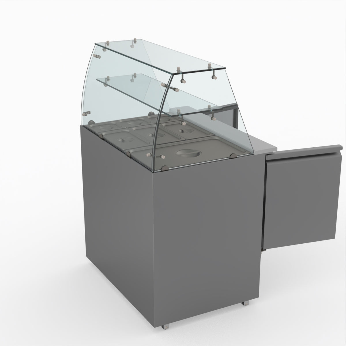 Thermaster Fed-X Two Door Salad Prep Fridge With Square Glass Top XS900GC