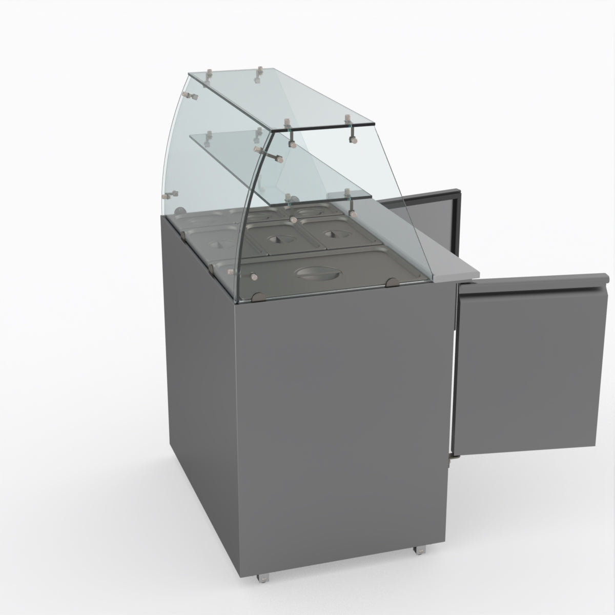 Thermaster Fed-X Two Door Salad Prep Fridge With Square Glass Top XS900GC