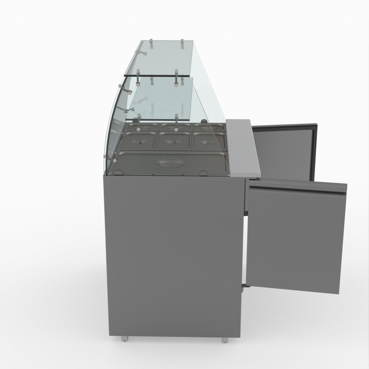 Thermaster Fed-X Two Door Salad Prep Fridge With Square Glass Top XS900GC