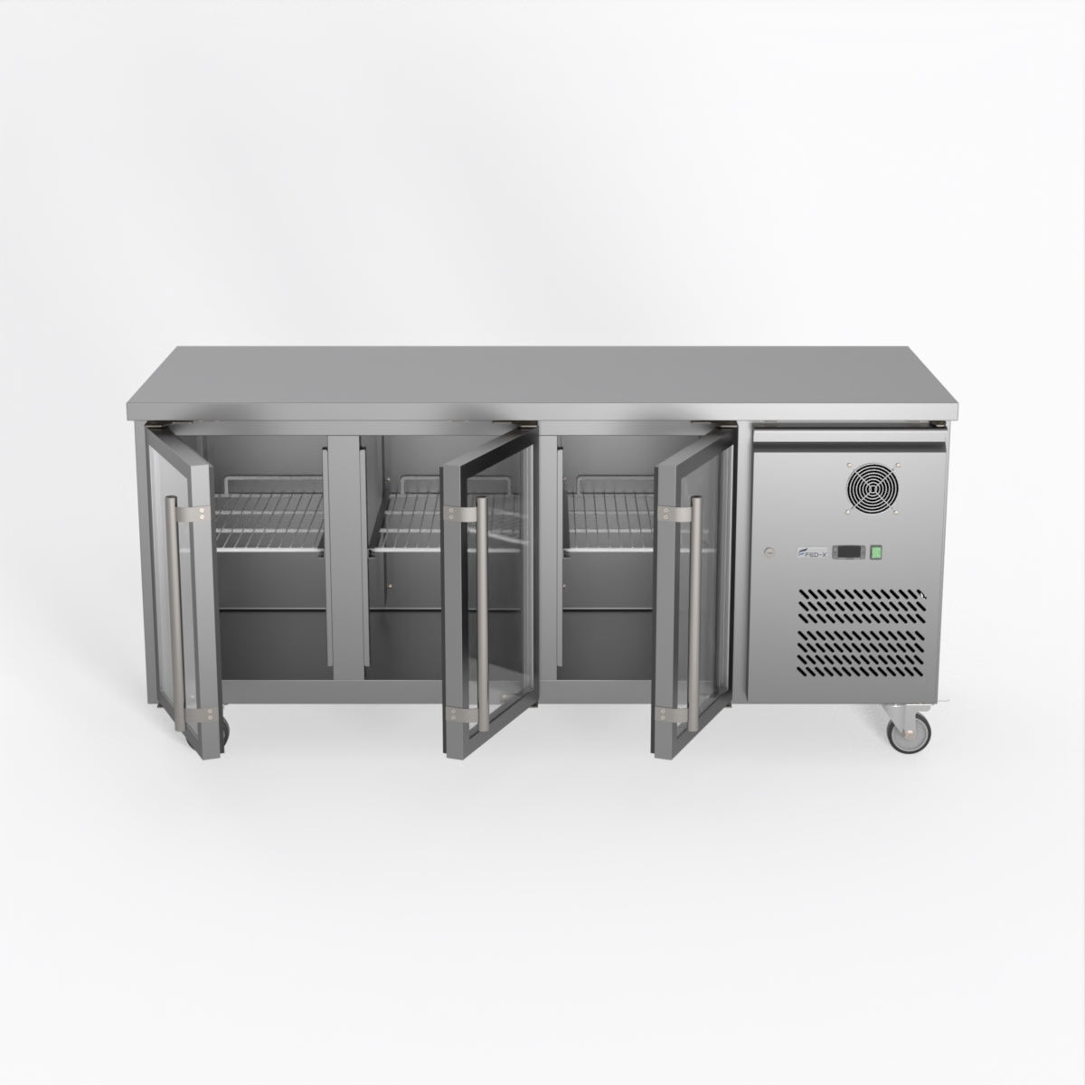 Thermaster Fed-X Three Glass Door Bench Fridge XUB7C18G3V