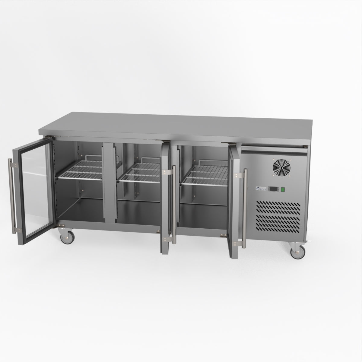 Thermaster Fed-X Three Glass Door Bench Fridge XUB7C18G3V