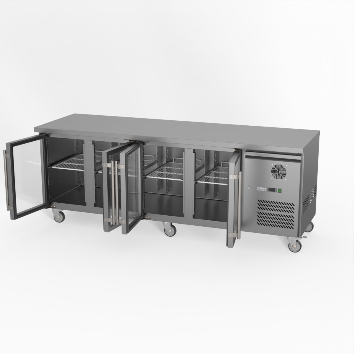 Thermaster Fed-X Four Glass Door Bench Fridge XUB7C22G4V