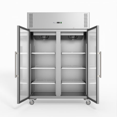 XURF1200G2V Thermaster Fed-X S/S Two Full Glass Door Upright Freezer XURF1200G2V