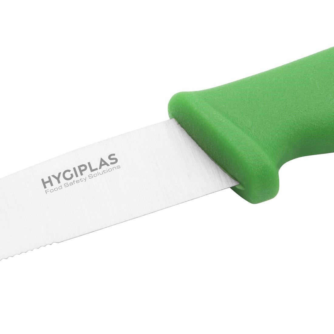 Hygiplas Serrated Vegetable Knife Green 100mm C862