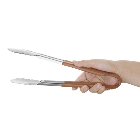 Hygiplas Colour Coded Brown Serving Tongs 300mm CB158