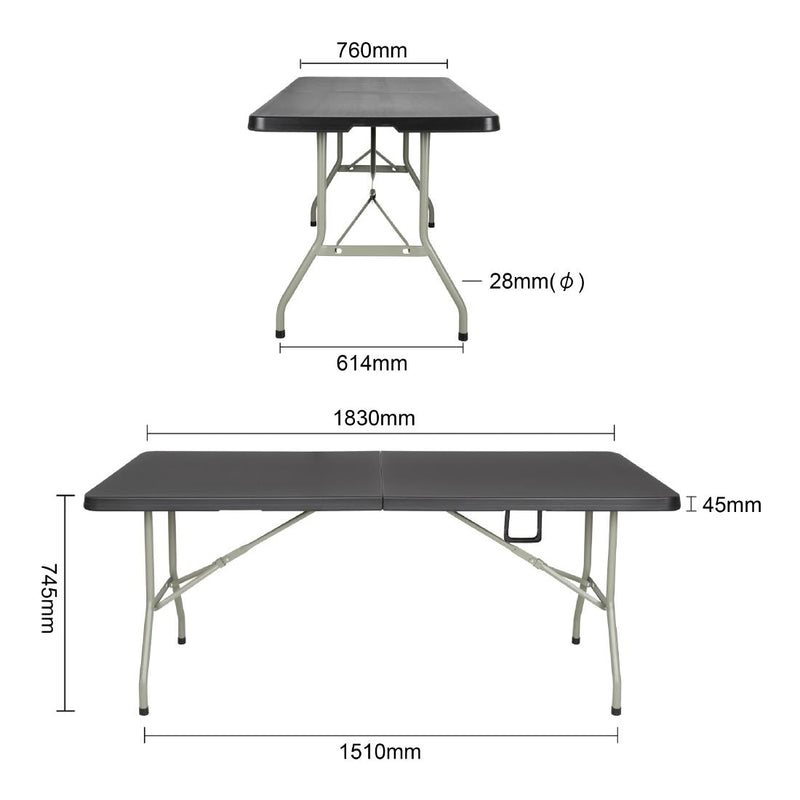 Bolero Centre Folding Utility Table 6ft Black CB518