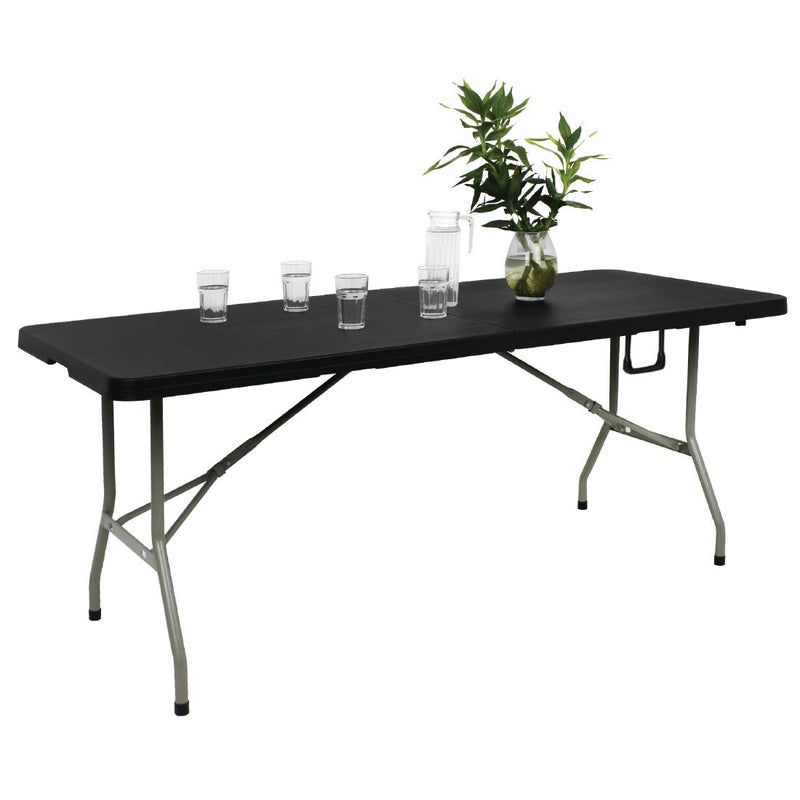 Bolero Centre Folding Utility Table 6ft Black CB518