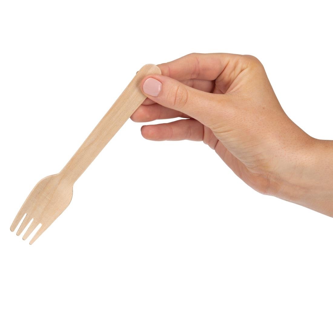 Fiesta Compostable Biodegradable Disposable Birch Wood Forks (Pack of 100) CD903