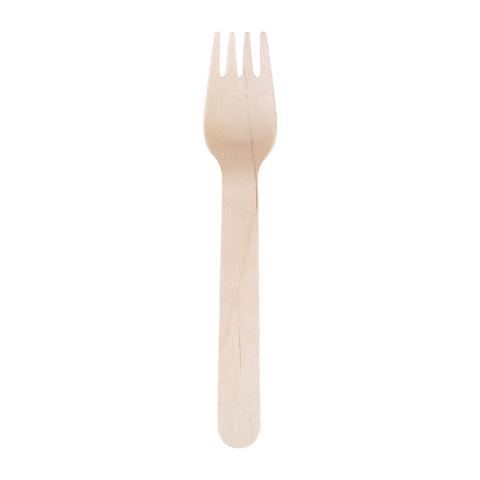 Fiesta Compostable Biodegradable Disposable Birch Wood Forks (Pack of 100) CD903