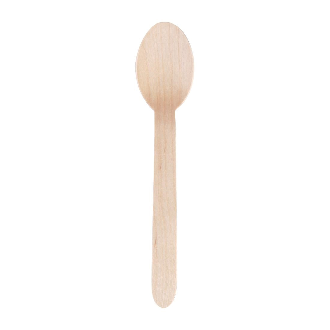 Fiesta Compostable Biodegradable Disposable Wooden Dessert Spoons (Pack of 100) CD904