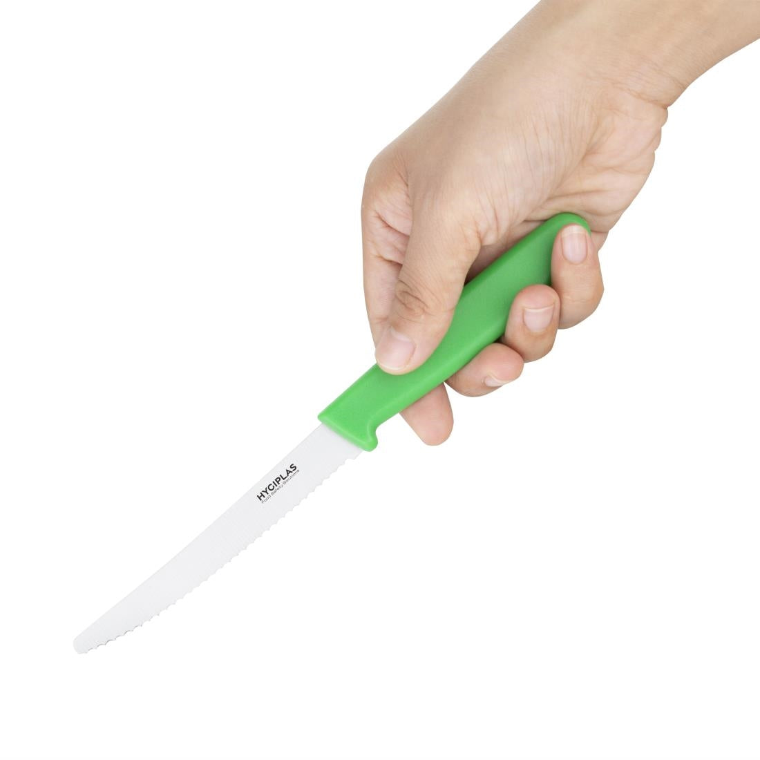 Hygiplas Serrated Tomato Knife Green 100mm CF898