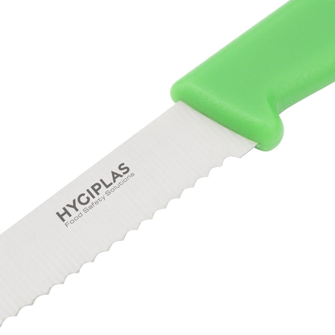 Hygiplas Serrated Tomato Knife Green 100mm CF898