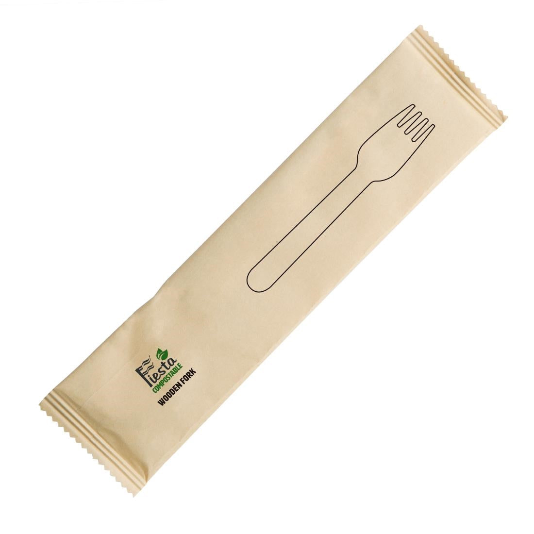 Fiesta Compostable Individually Wrapped Wooden Forks (Pack of 500) CH083