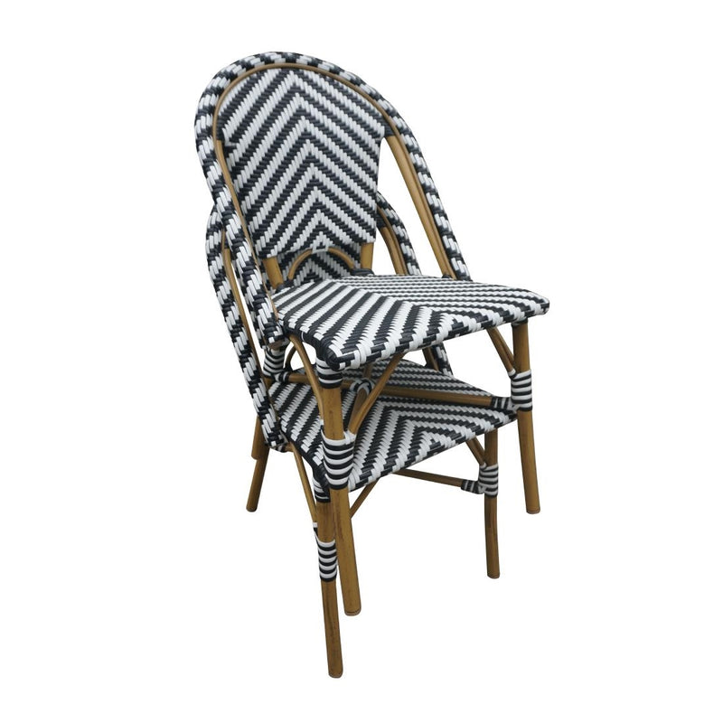 Bolero Parisian Style Rattan Side Chair Black (Pack of 2) CH111