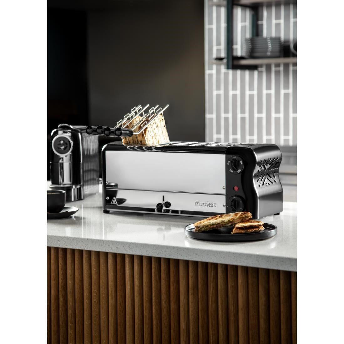 Rowlett Esprit 6 Slot Toaster Jet Black with Elements & Sandwich Cage CH187-A