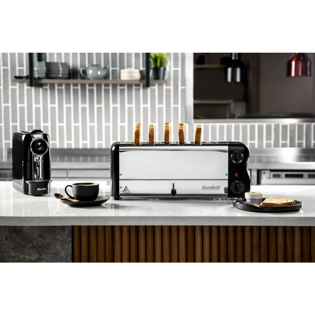 Rowlett Esprit 6 Slot Toaster Jet Black with Elements & Sandwich Cage CH187-A