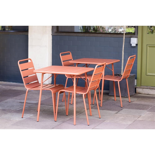 Bolero Terracotta Square Slatted Steel Table - 700mm CK064