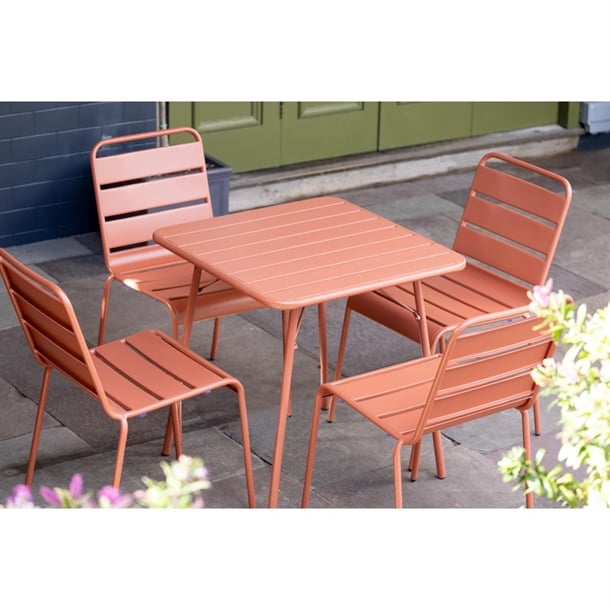 Bolero Terracotta Square Slatted Steel Table - 700mm CK064