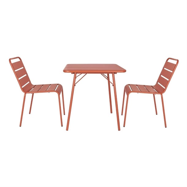 Bolero Terracotta Square Slatted Steel Table - 700mm CK064