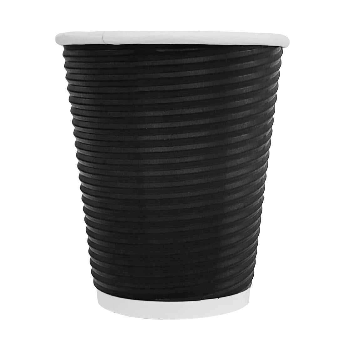 Fiesta Recyclable Takeaway Coffee Cups Ripple Wall Kraft Black 340ml (Pack of 500) CM544