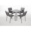 Bolero Square Slatted Steel Table Grey 700mm CS730