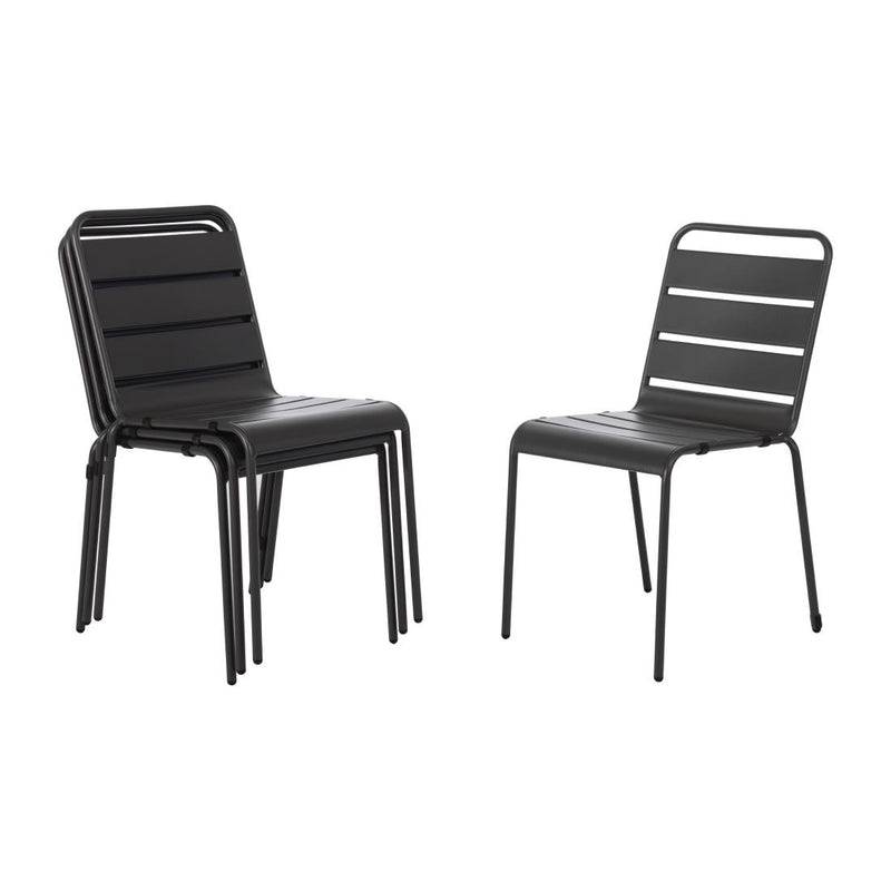 Bolero Slatted Steel Side Chairs Grey (Pack of 4) CS727