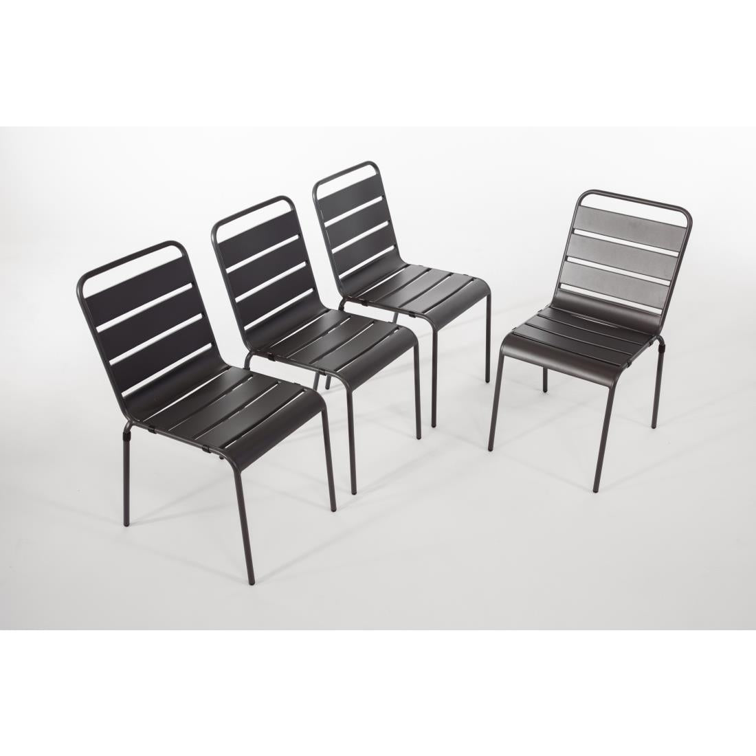 Bolero Slatted Steel Side Chairs Grey (Pack of 4) CS727