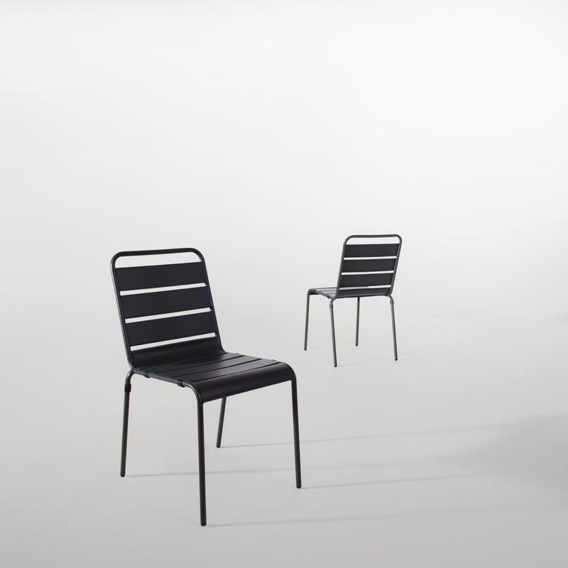Bolero Slatted Steel Side Chairs Grey (Pack of 4) CS727